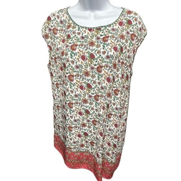 Max Studio Floral Print Cap Sleeve Asymmetrical Side Tie Blouse Woman's Size M - Picture 8 of 16